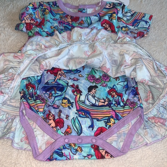 NWT Showstoppers Disney Ariel Bamboo Twirl Bodysuit Dress 6-12M💖 - Picture 4 of 8